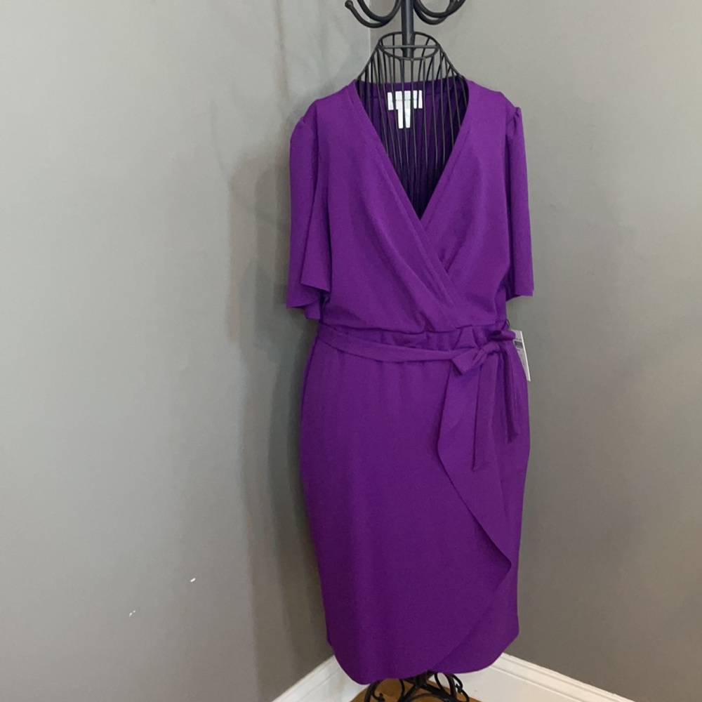 Donna Morgan Women's Crepe Faux Wrap Dress size 14
